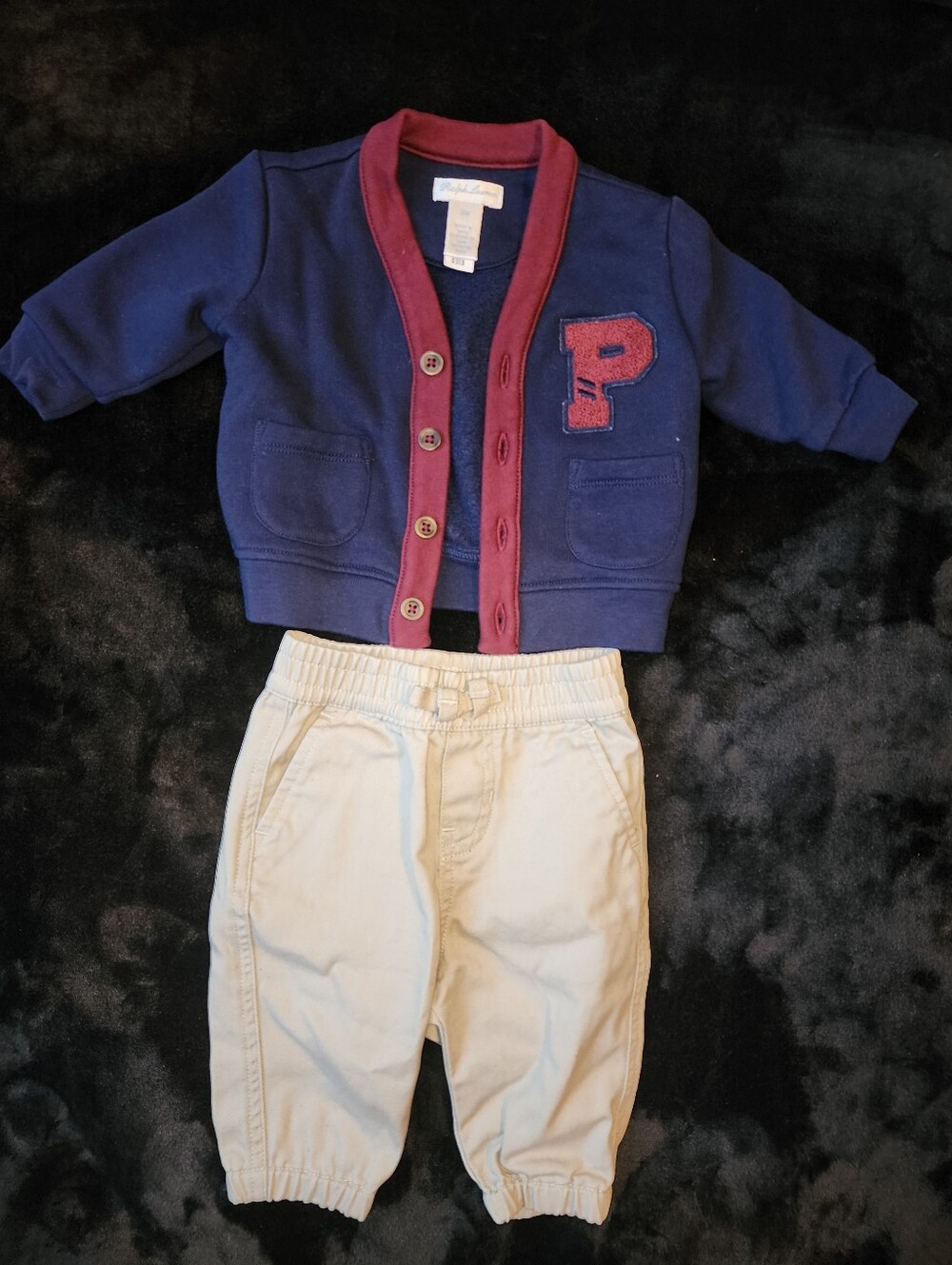 Polo Ralph Lauren Baby Boy Knit Varsity Cardigan & Pants Set